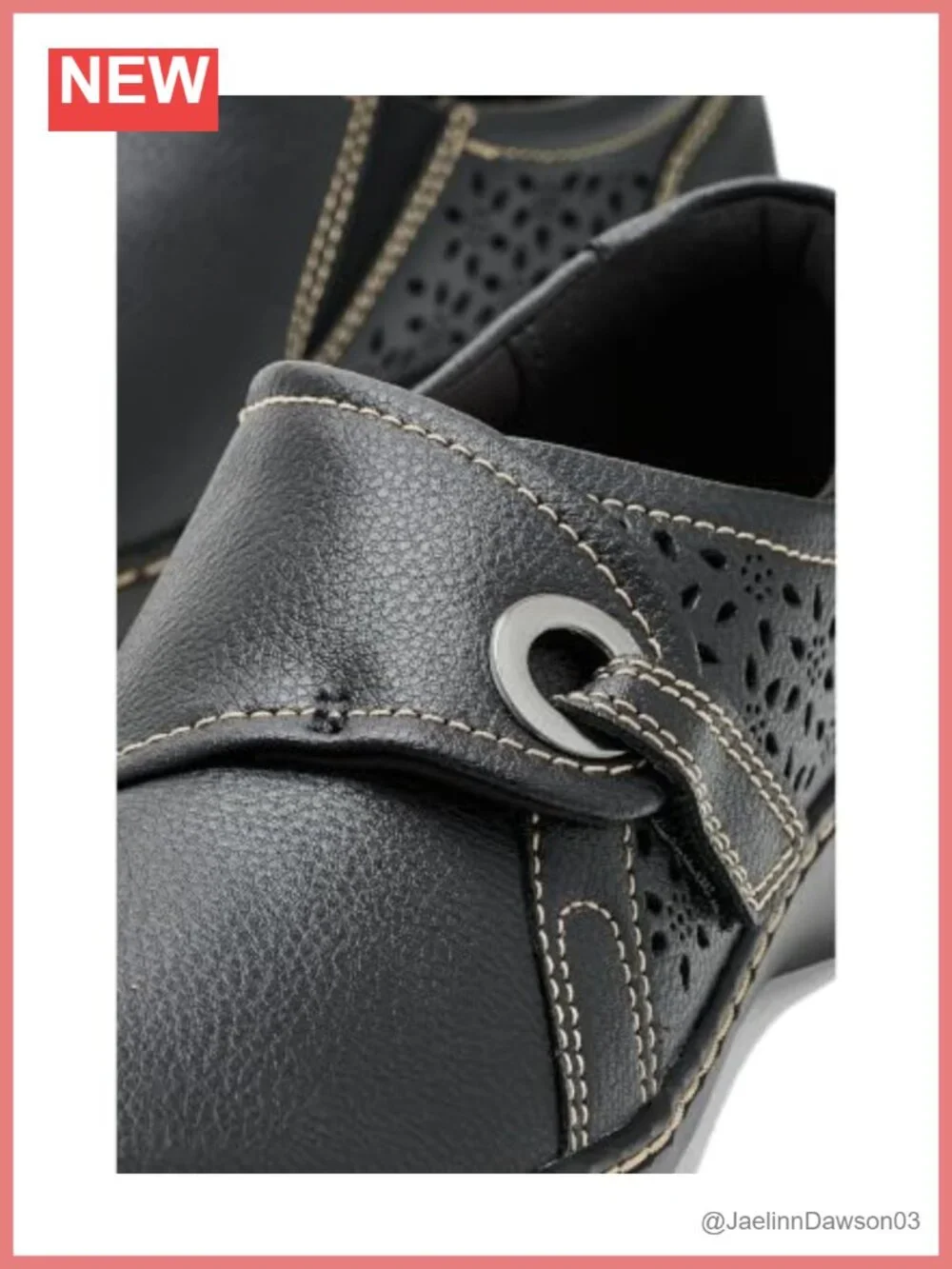 Leather Perforated Casual Loafer Flat with Adjustable Strap